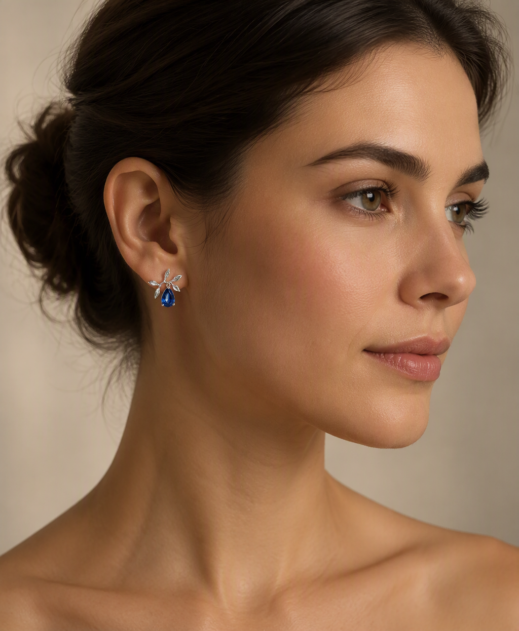 Azure Laurel Blue Sapphire Stud Earrings